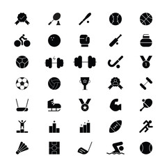 Sports interface solid icon pack.