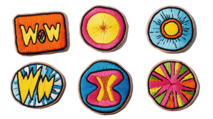 Vibrant Embroidered Patches With Fun Designs Generative AI
