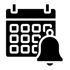 Event notification icon vector illustration. Calendar with bell symbol.