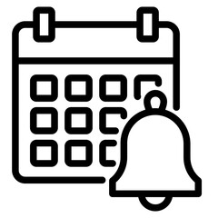 Event notification icon vector illustration. Calendar with bell symbol.