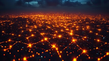 A technology concept featuring wireless network connections set against abstract city backgrounds, representing the digital evolution of urban landscapes.