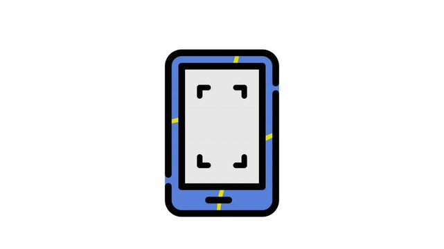 Animated mobile phone display with orange camera icon, ideal for technology blogs, mobile app promotions, photography websites, and social media posts.
