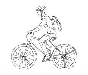 Person riding a bicycle, Bicycle delivery logistics courier, Delivery boy, Man riding bicycle line art vector