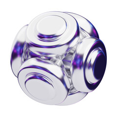 3D Chromatic Abstract Metallic Orb with Circular Grooves. 3D Icon