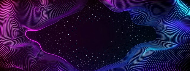 Obraz premium Abstract background with glowing blue and purple waves on a dark background.