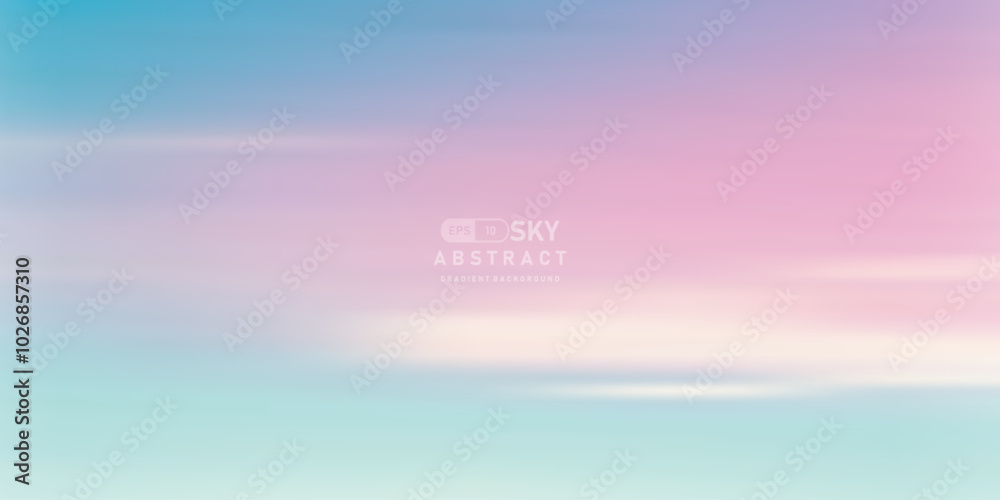 Poster Blue sky and coolorful cloud abstract gradient vector background.