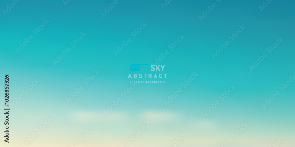 Poster blue sky and coolorful cloud abstract gradient vector background.