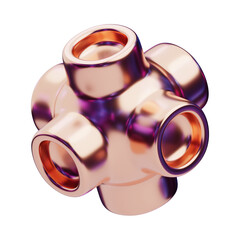 3D Chromatic Abstract Copper Matrix Node. 3D Icon