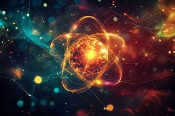 vibrant illustration of nucleus atomic