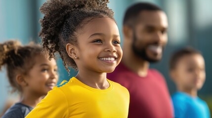 Family Group in Exercise Class Smiling Together