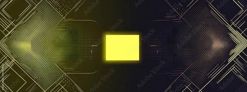 Aufkleber abstract background with glowing yellow square in the center and green lines on dark background.