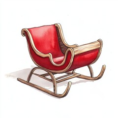 Classic wooden sleigh with red upholstery design