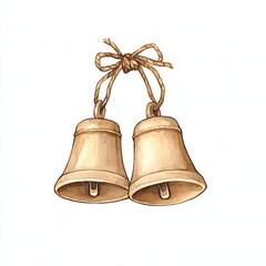 Vintage hand-painted bells tied with twine