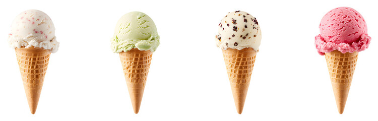 Set of ice cream clipart isolated on transparent background, PNG