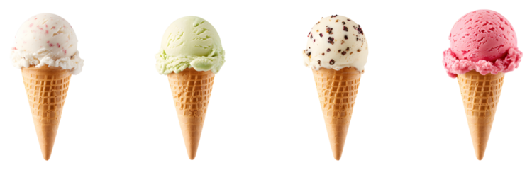 Set of ice cream clipart isolated on transparent background, PNG