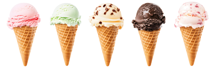 Set of ice cream clipart isolated on transparent background, PNG