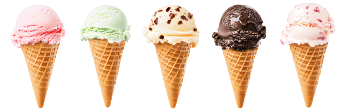 Set of ice cream clipart isolated on transparent background, PNG