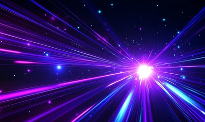 Fototapeta premium Abstract light streaks and glowing particles on a dark background.