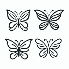 a set of butterfly line art vector logo design