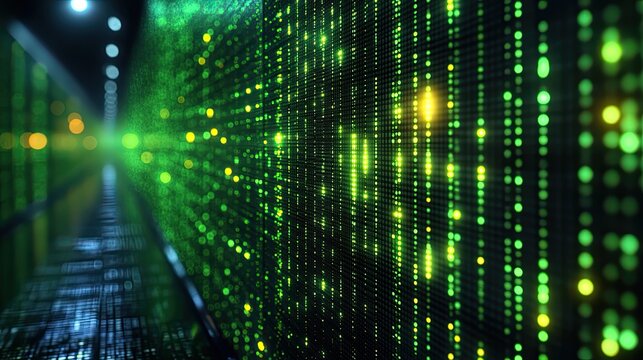 An abstract green data background, reflecting modern digital technology trends.