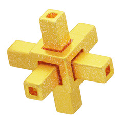 3D Glitter Abstract Golden Interlocked Cross