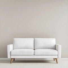 Modern white sofa against a minimalist wall