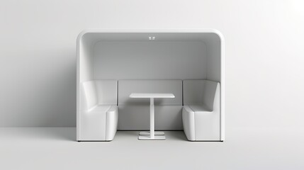White Minimalist Booth - a sleek and modern display concept. The white minimalist design creates a clean and inviting space.