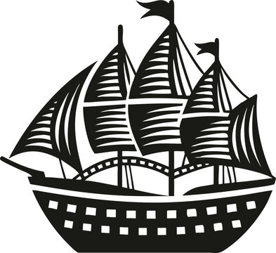 recommend clip art: Wooden sailboat ship vector silhouette