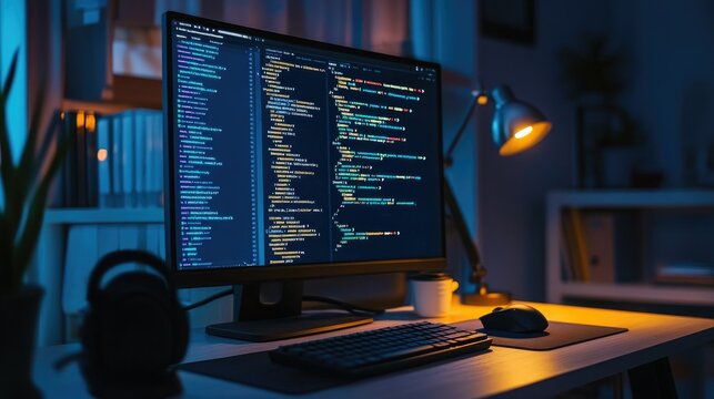 A computer setup with code on the screen, representing learning python for data engineering. main objects