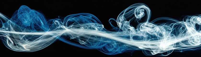 Fototapeta premium Expanding Blue Smoke Burst on Black Background