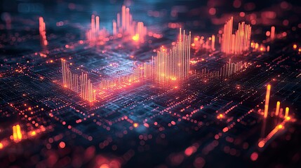 Business growth and financial success are depicted through a digital concept with global trends and technology integration.