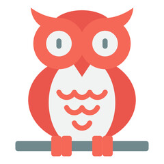 A vibrant and charming cartoon owl sits on a branch, showcasing its playful and whimsical design, perfect for children's themes.