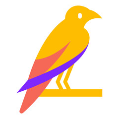 Obraz premium This illustration showcases a colorful bird with geometric shapes, blending vibrant hues for an eye-catching visual impact.