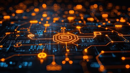 Diagrams illustrating ICT and IoT concepts with icons set against server room backgrounds, emphasizing the integration of advanced technologies.