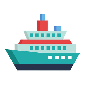 recommend clip art: Ship cruise flat-style vector illustration isolated on a white background
