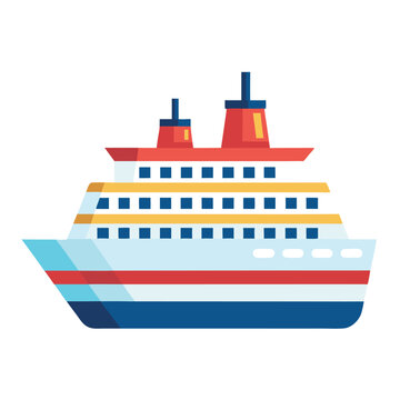 recommend clip art: Ship cruise flat-style vector illustration isolated on a white background