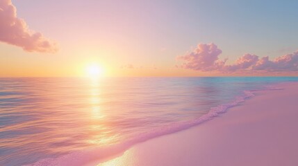 Serene Sunset on the Tranquil Pink Sand Beach