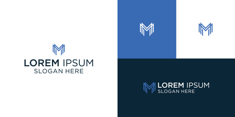 M logo letter design on luxury background.