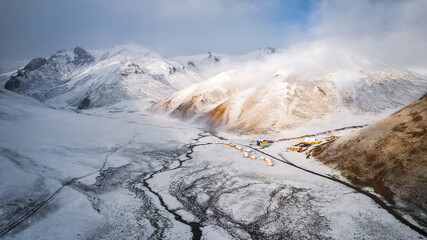 Snow In Tash Rabat Caravanserai in Kyrgyzstan