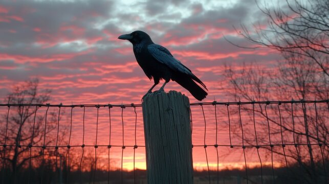 Raven at Sunset.