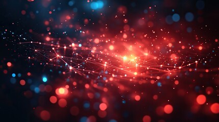 Fototapeta premium Fiber optics form a network cable against a technological background, showcasing the integral role of fiber in modern communication.