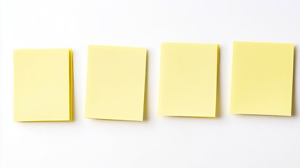 Collection of Four Yellow Sticky Notes on a Clean Background Generative AI