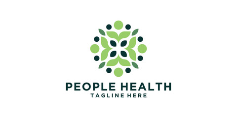 logo design people health, leaf, organic, wellness, logo design vector, symbol, icon, idea, creative.