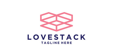 logo design stack and love,page,logo design vector,symbol,icon,idea,creative.