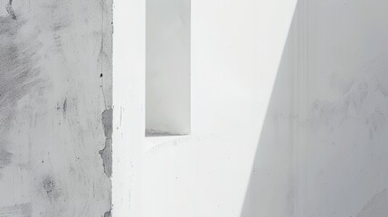 Empty Corner White Concrete Wall - a minimalist and contemporary visual. The clean lines and simplicity of the white concrete wall create a serene and uncluttered atmosphere.