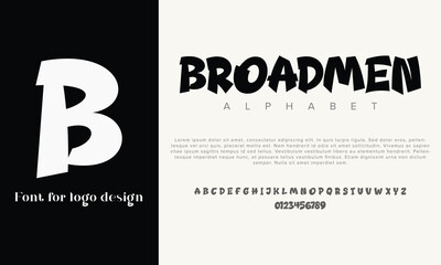 Broadmen vector alphabet font for logo design