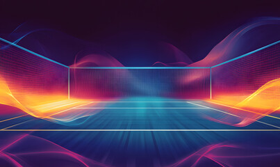 Dynamic Volleyball Action with Neon Lights and Abstract Geometric Patterns for Futuristic Sports Branding