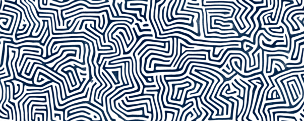 Abstract Blue and White Maze Pattern for Design Backgrounds and Texture on white and transparent background. PNG