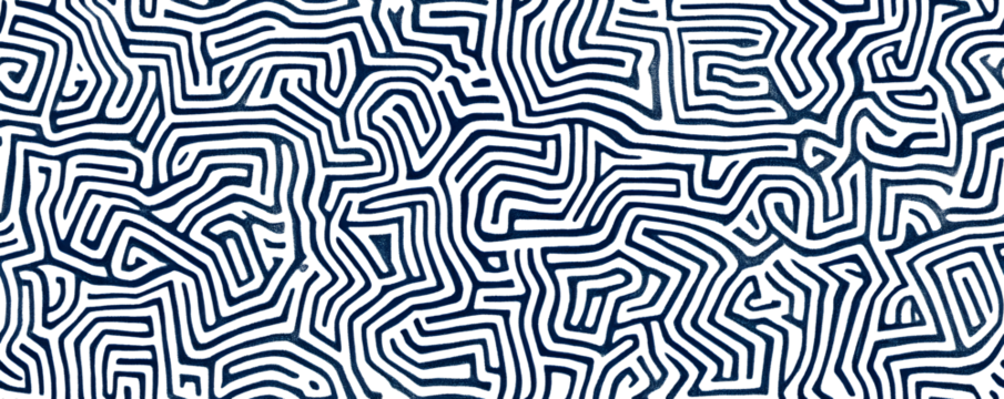 Abstract Blue and White Maze Pattern for Design Backgrounds and Texture on white and transparent background. PNG