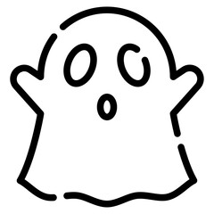 This charming minimalistic ghost illustration features a surprised expression, perfect for Halloween or spooky themes in design.